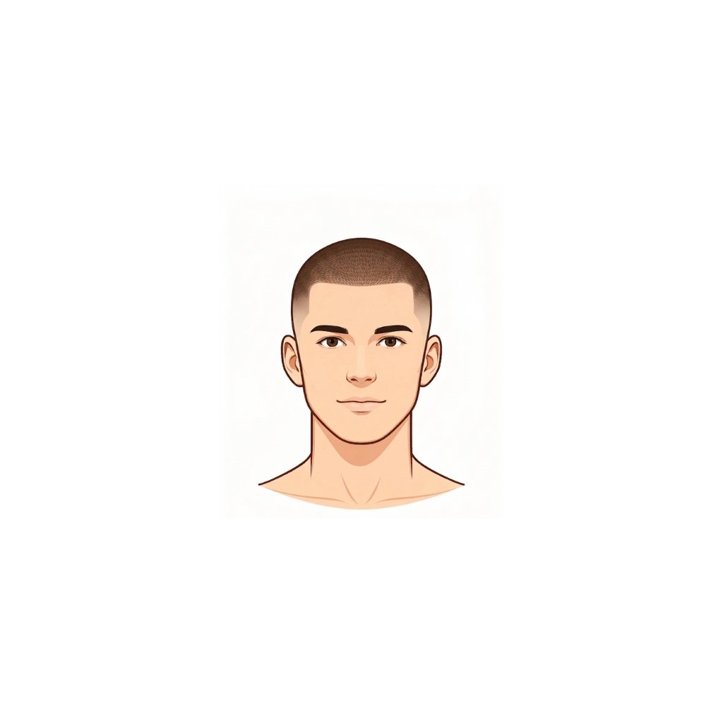 Buzz cut with skin fade 2026 — men's short haircut for oval and triangle faces