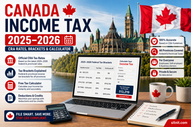 Canada Income Tax 2025–2026: CRA Rates, Brackets & Calculator