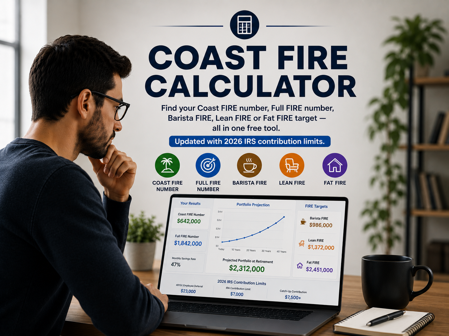 Coast FIRE Calculator – Find Your FIRE Number (2026)
